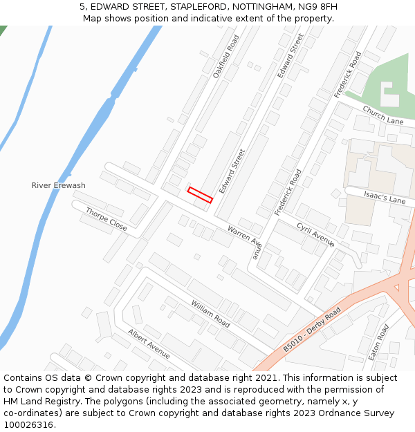 5, EDWARD STREET, STAPLEFORD, NOTTINGHAM, NG9 8FH: Location map and indicative extent of plot