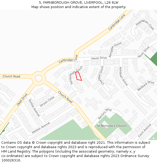 5, FARNBOROUGH GROVE, LIVERPOOL, L26 6LW: Location map and indicative extent of plot