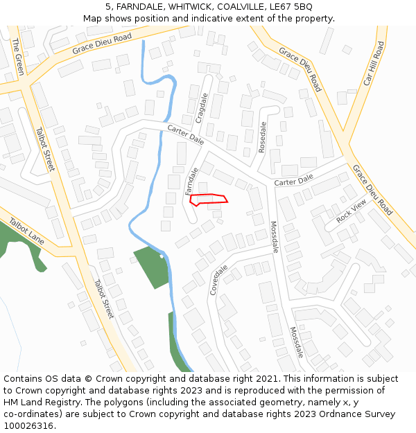 5, FARNDALE, WHITWICK, COALVILLE, LE67 5BQ: Location map and indicative extent of plot