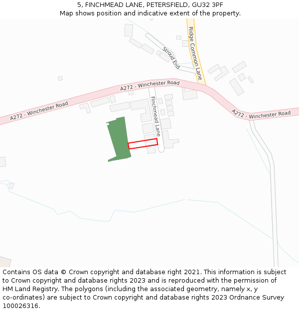 5, FINCHMEAD LANE, PETERSFIELD, GU32 3PF: Location map and indicative extent of plot