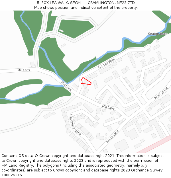 5, FOX LEA WALK, SEGHILL, CRAMLINGTON, NE23 7TD: Location map and indicative extent of plot