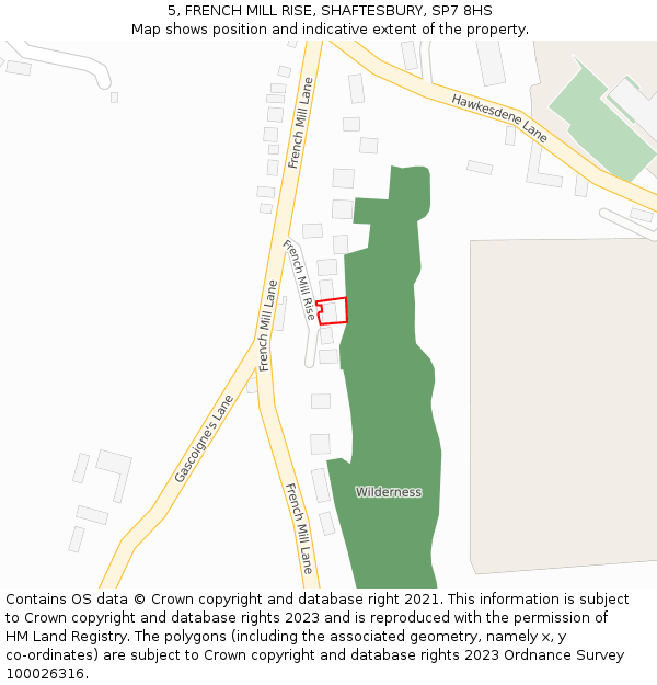 5, FRENCH MILL RISE, SHAFTESBURY, SP7 8HS: Location map and indicative extent of plot