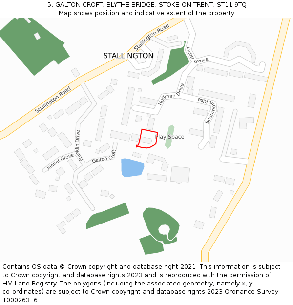 5, GALTON CROFT, BLYTHE BRIDGE, STOKE-ON-TRENT, ST11 9TQ: Location map and indicative extent of plot