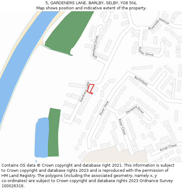 5, GARDENERS LANE, BARLBY, SELBY, YO8 5NL: Location map and indicative extent of plot