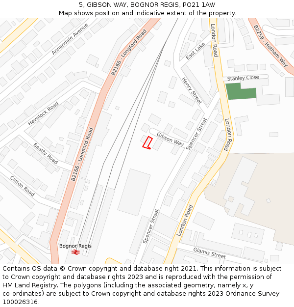 5, GIBSON WAY, BOGNOR REGIS, PO21 1AW: Location map and indicative extent of plot