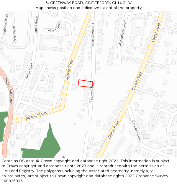 5, GREENWAY ROAD, CINDERFORD, GL14 2HW: Location map and indicative extent of plot