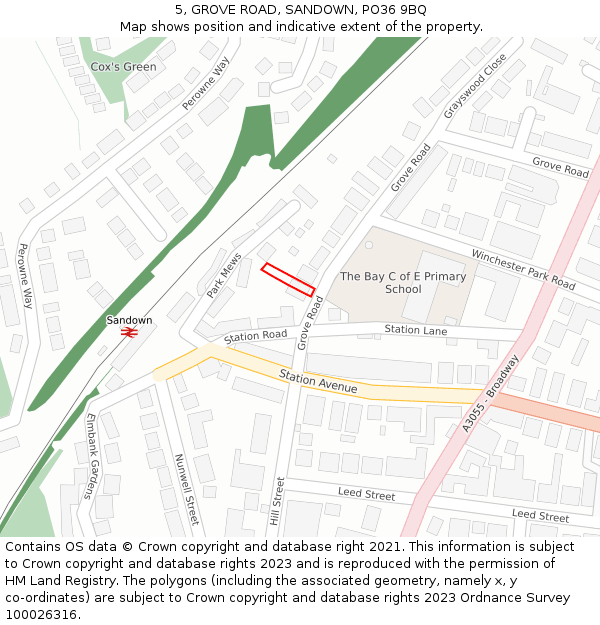 5, GROVE ROAD, SANDOWN, PO36 9BQ: Location map and indicative extent of plot