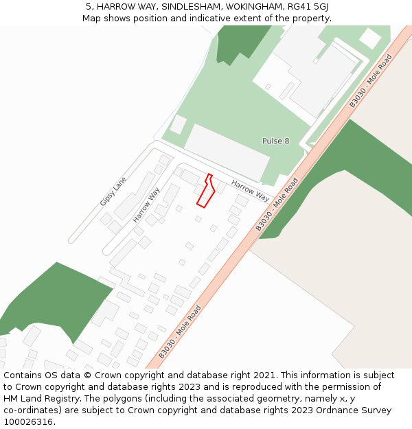 5, HARROW WAY, SINDLESHAM, WOKINGHAM, RG41 5GJ: Location map and indicative extent of plot