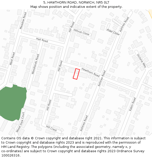 5, HAWTHORN ROAD, NORWICH, NR5 0LT: Location map and indicative extent of plot