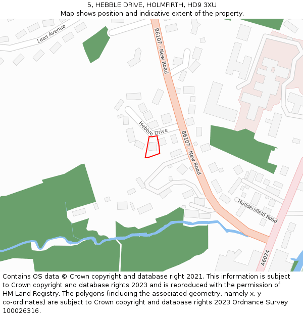 5, HEBBLE DRIVE, HOLMFIRTH, HD9 3XU: Location map and indicative extent of plot