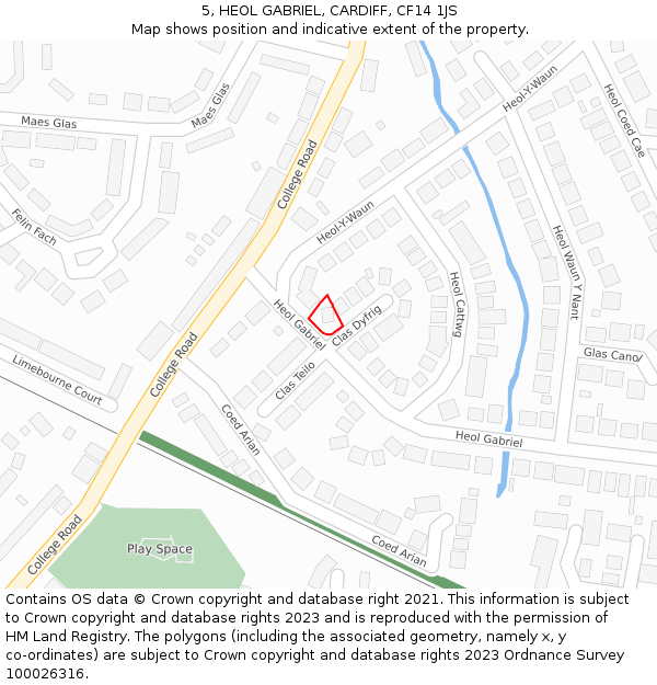 5, HEOL GABRIEL, CARDIFF, CF14 1JS: Location map and indicative extent of plot