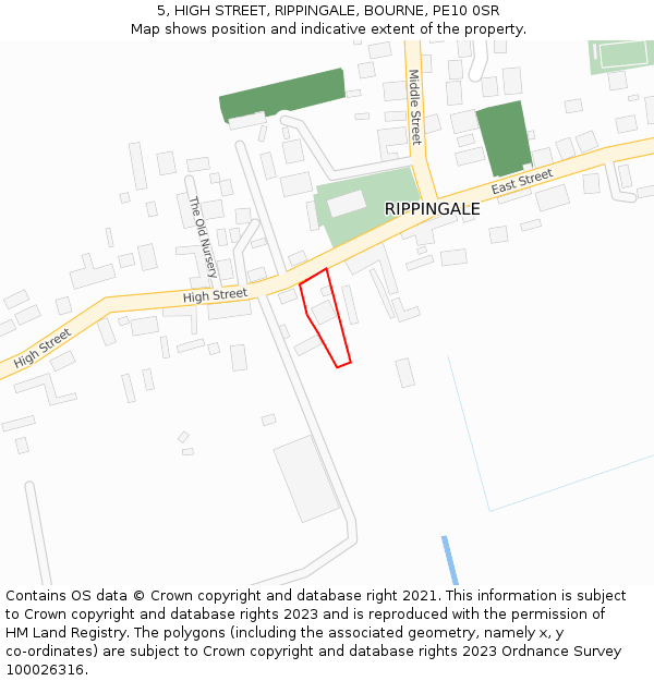 5, HIGH STREET, RIPPINGALE, BOURNE, PE10 0SR: Location map and indicative extent of plot