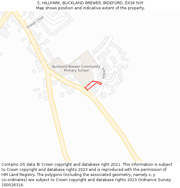 5, HILLPARK, BUCKLAND BREWER, BIDEFORD, EX39 5HY: Location map and indicative extent of plot