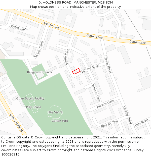 5, HOLDNESS ROAD, MANCHESTER, M18 8DN: Location map and indicative extent of plot