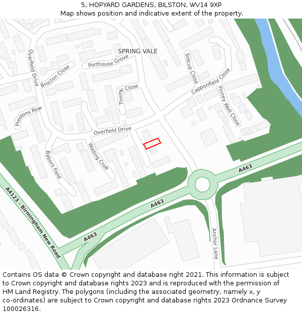 5, HOPYARD GARDENS, BILSTON, WV14 9XP: Location map and indicative extent of plot