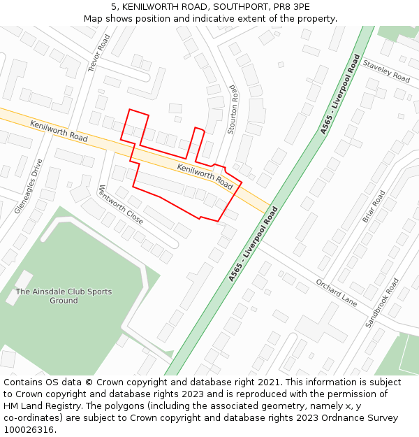 5, KENILWORTH ROAD, SOUTHPORT, PR8 3PE: Location map and indicative extent of plot