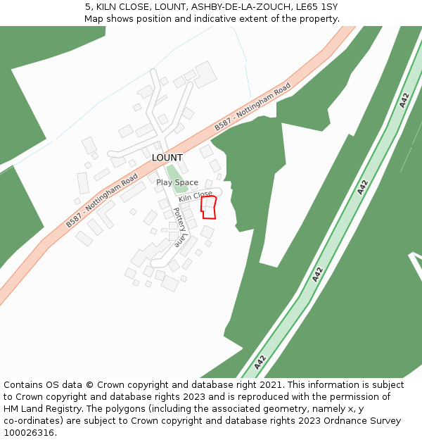 5, KILN CLOSE, LOUNT, ASHBY-DE-LA-ZOUCH, LE65 1SY: Location map and indicative extent of plot