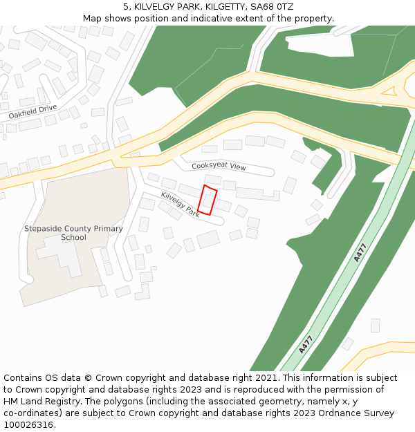 5, KILVELGY PARK, KILGETTY, SA68 0TZ: Location map and indicative extent of plot