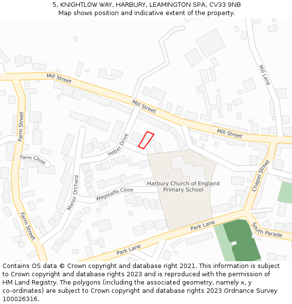 5, KNIGHTLOW WAY, HARBURY, LEAMINGTON SPA, CV33 9NB: Location map and indicative extent of plot