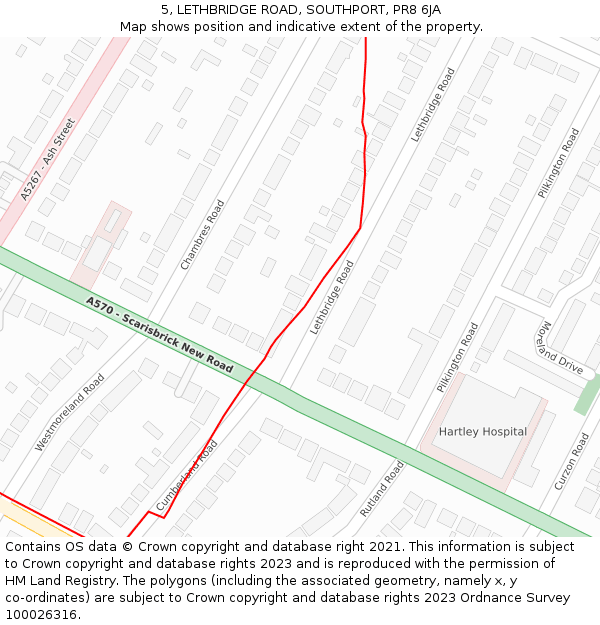 5, LETHBRIDGE ROAD, SOUTHPORT, PR8 6JA: Location map and indicative extent of plot