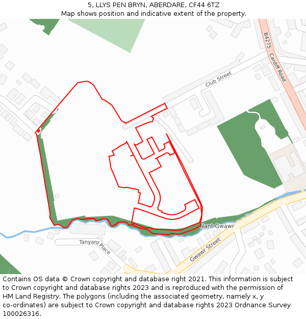 5, LLYS PEN BRYN, ABERDARE, CF44 6TZ: Location map and indicative extent of plot