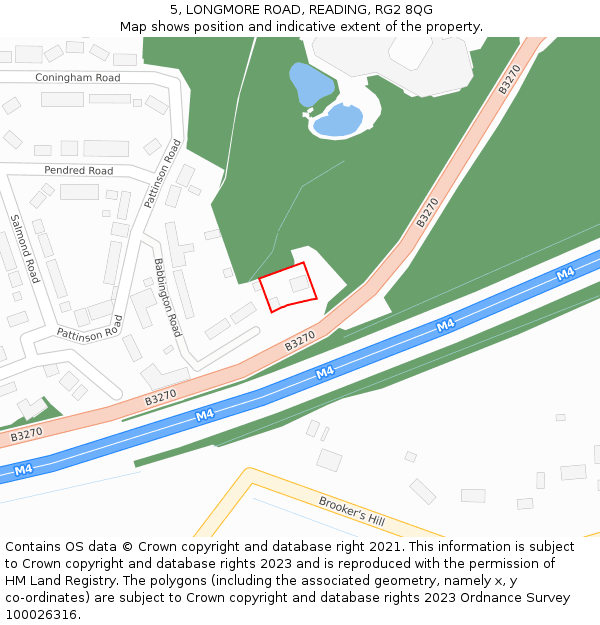 5, LONGMORE ROAD, READING, RG2 8QG: Location map and indicative extent of plot