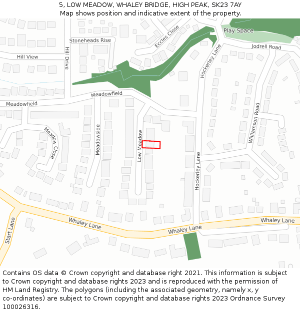 5, LOW MEADOW, WHALEY BRIDGE, HIGH PEAK, SK23 7AY: Location map and indicative extent of plot