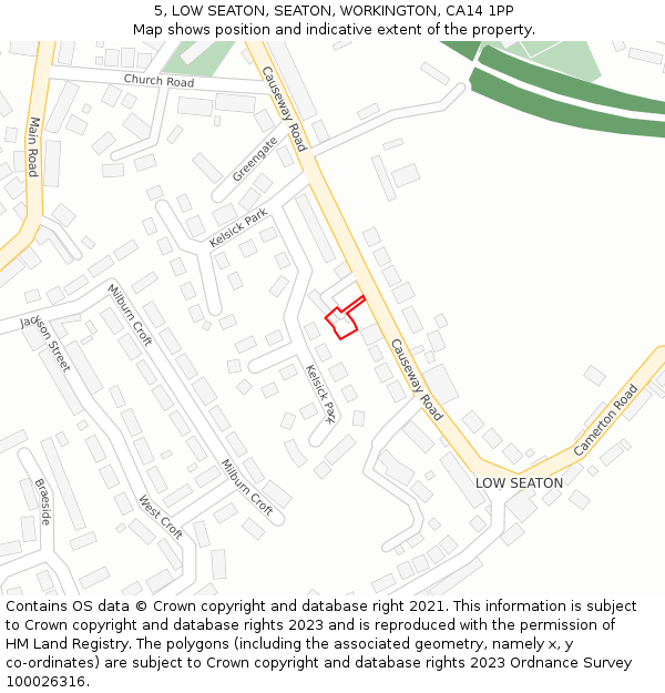 5, LOW SEATON, SEATON, WORKINGTON, CA14 1PP: Location map and indicative extent of plot