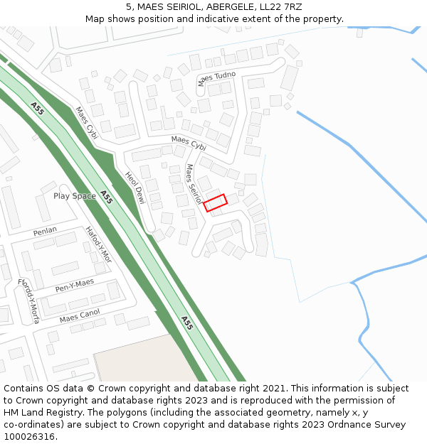 5, MAES SEIRIOL, ABERGELE, LL22 7RZ: Location map and indicative extent of plot