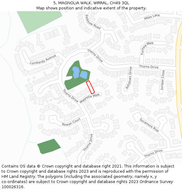 5, MAGNOLIA WALK, WIRRAL, CH49 3QL: Location map and indicative extent of plot