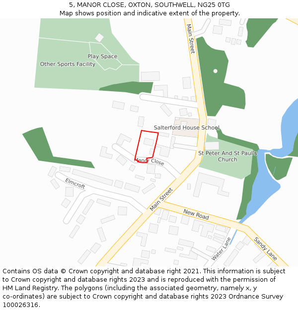 5, MANOR CLOSE, OXTON, SOUTHWELL, NG25 0TG: Location map and indicative extent of plot