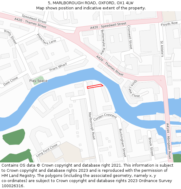 5, MARLBOROUGH ROAD, OXFORD, OX1 4LW: Location map and indicative extent of plot