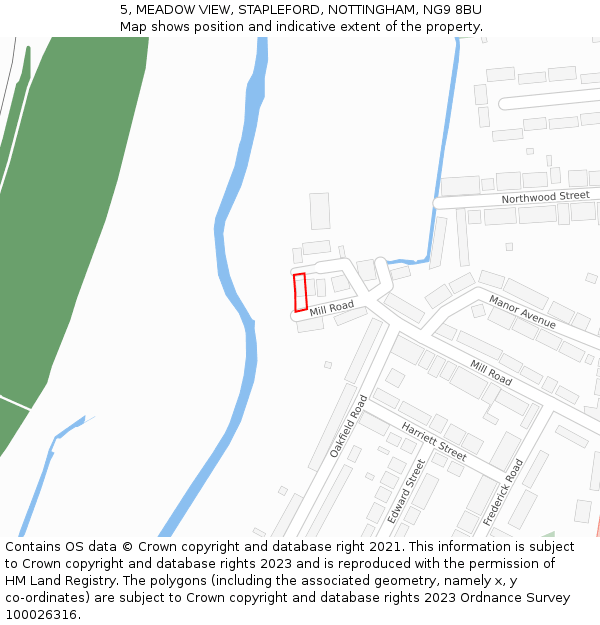 5, MEADOW VIEW, STAPLEFORD, NOTTINGHAM, NG9 8BU: Location map and indicative extent of plot