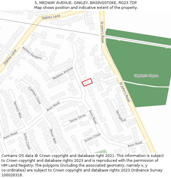 5, MEDWAY AVENUE, OAKLEY, BASINGSTOKE, RG23 7DP: Location map and indicative extent of plot