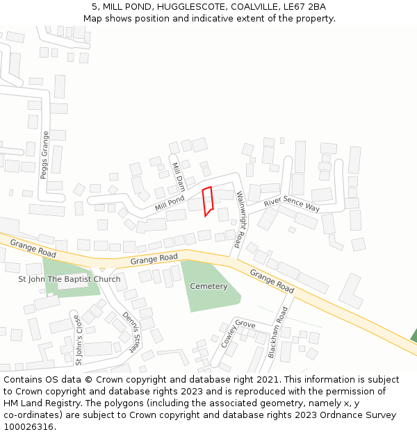 5, MILL POND, HUGGLESCOTE, COALVILLE, LE67 2BA: Location map and indicative extent of plot