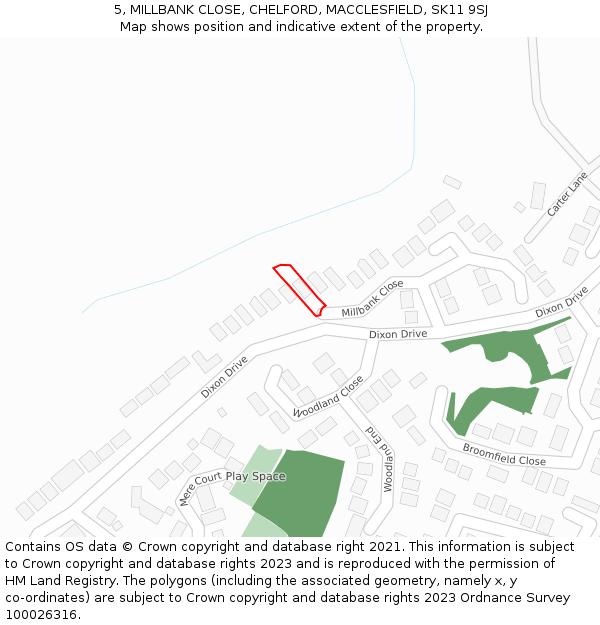 5, MILLBANK CLOSE, CHELFORD, MACCLESFIELD, SK11 9SJ: Location map and indicative extent of plot