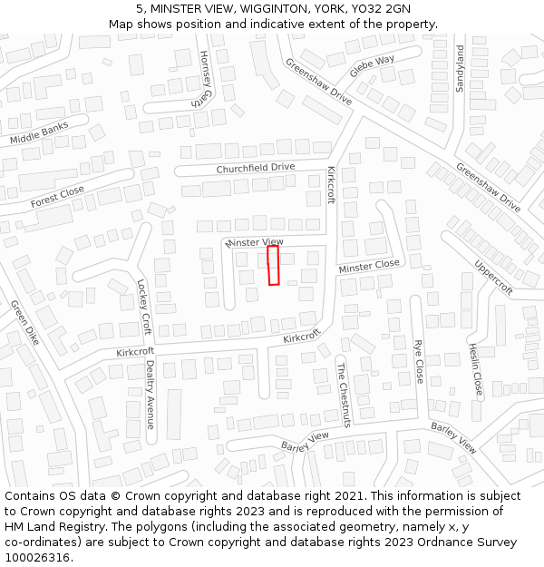 5, MINSTER VIEW, WIGGINTON, YORK, YO32 2GN: Location map and indicative extent of plot
