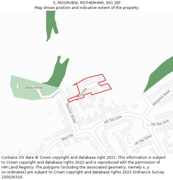 5, MOORVIEW, ROTHERHAM, S61 2EF: Location map and indicative extent of plot