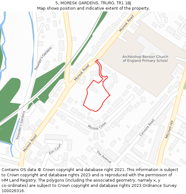 5, MORESK GARDENS, TRURO, TR1 1BJ: Location map and indicative extent of plot