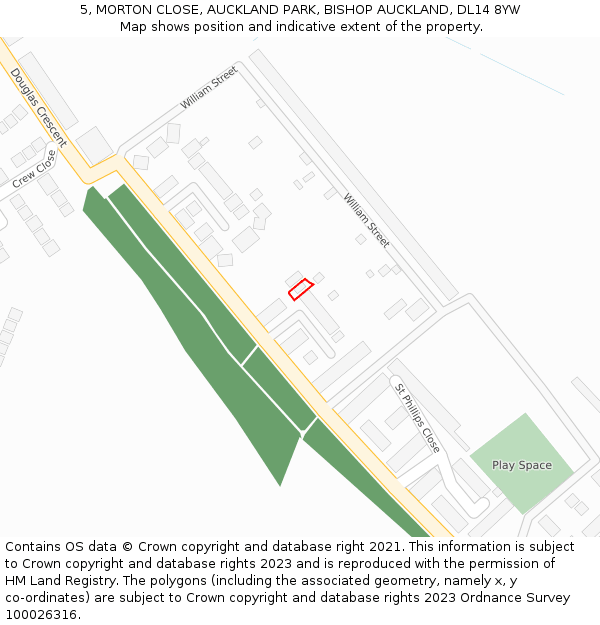 5, MORTON CLOSE, AUCKLAND PARK, BISHOP AUCKLAND, DL14 8YW: Location map and indicative extent of plot