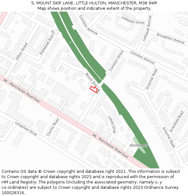 5, MOUNT SKIP LANE, LITTLE HULTON, MANCHESTER, M38 9WR: Location map and indicative extent of plot