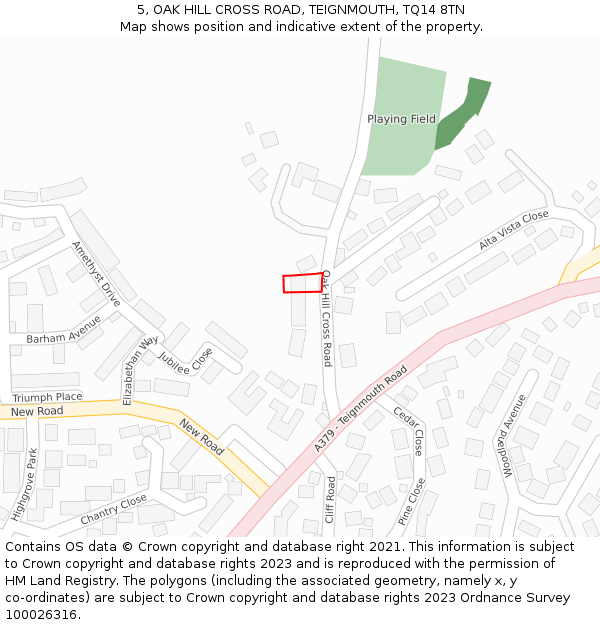 5, OAK HILL CROSS ROAD, TEIGNMOUTH, TQ14 8TN: Location map and indicative extent of plot