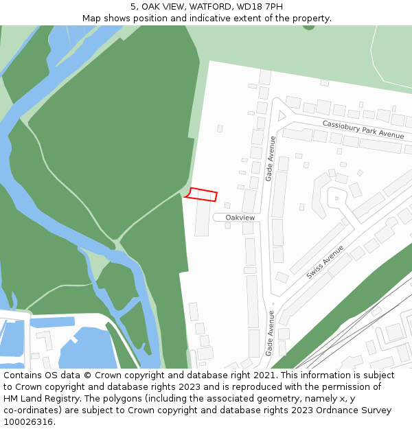 5, OAK VIEW, WATFORD, WD18 7PH: Location map and indicative extent of plot