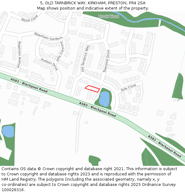 5, OLD TARNBRICK WAY, KIRKHAM, PRESTON, PR4 2SA: Location map and indicative extent of plot