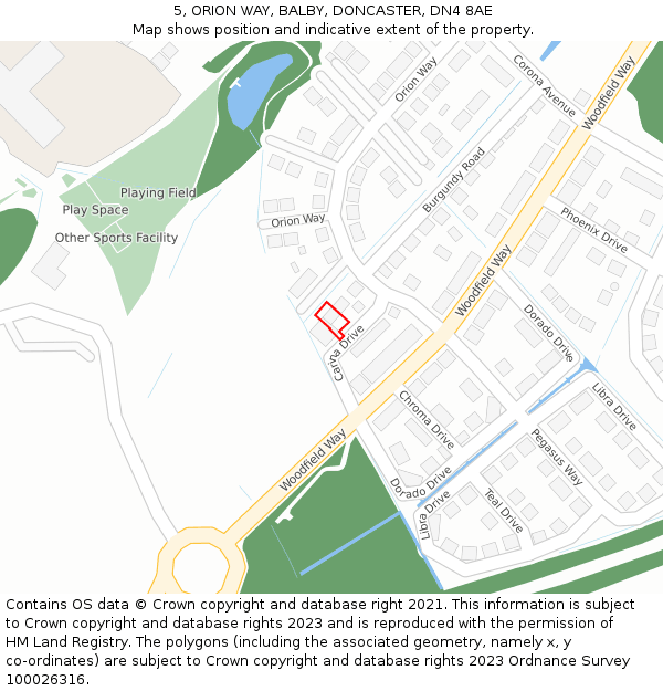 5, ORION WAY, BALBY, DONCASTER, DN4 8AE: Location map and indicative extent of plot