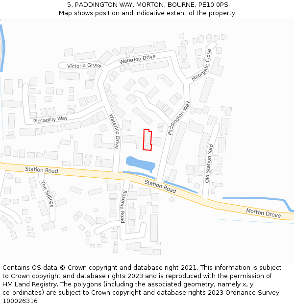 5, PADDINGTON WAY, MORTON, BOURNE, PE10 0PS: Location map and indicative extent of plot