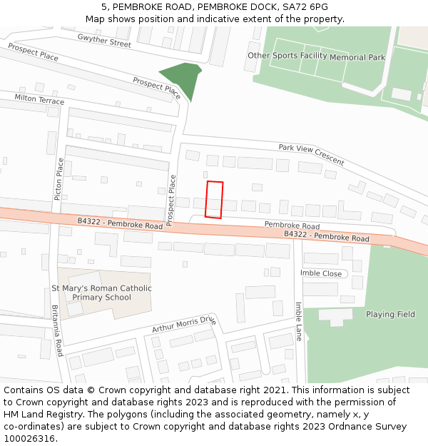 5, PEMBROKE ROAD, PEMBROKE DOCK, SA72 6PG: Location map and indicative extent of plot