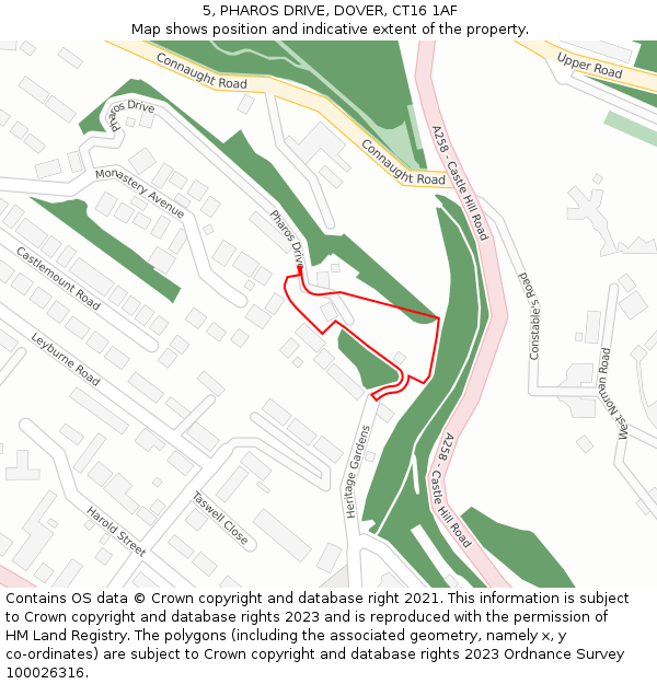 5, PHAROS DRIVE, DOVER, CT16 1AF: Location map and indicative extent of plot