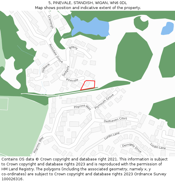 5, PINEVALE, STANDISH, WIGAN, WN6 0DL: Location map and indicative extent of plot