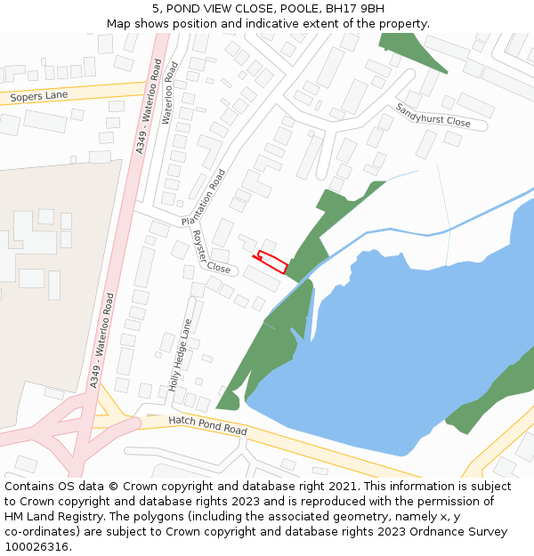 5, POND VIEW CLOSE, POOLE, BH17 9BH: Location map and indicative extent of plot